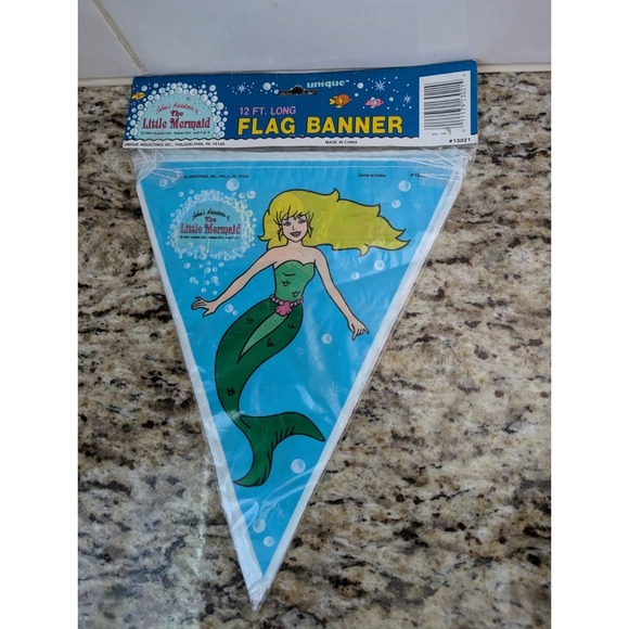 Saban's Adventures of The Little Mermaid 13021 Triangle Flag Banner 12 Feet Long - Picture 2 of 2